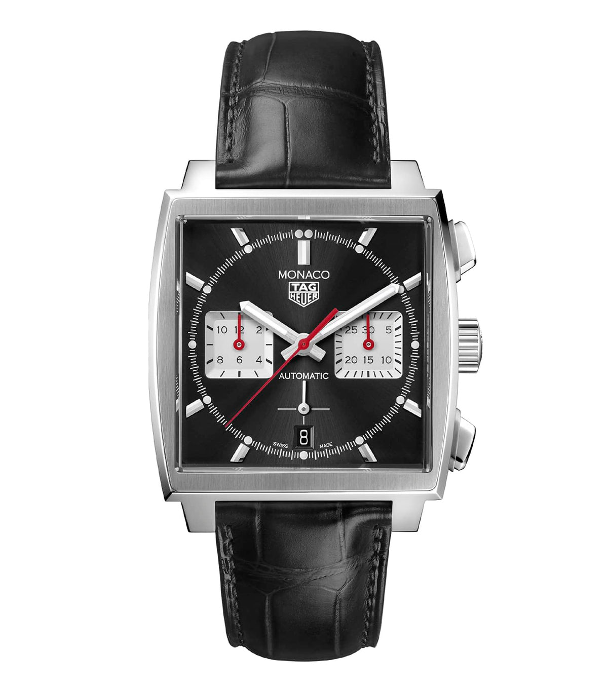 TAG Heuer Monaco Steel 39mm Automatic Black Dial Black Strap