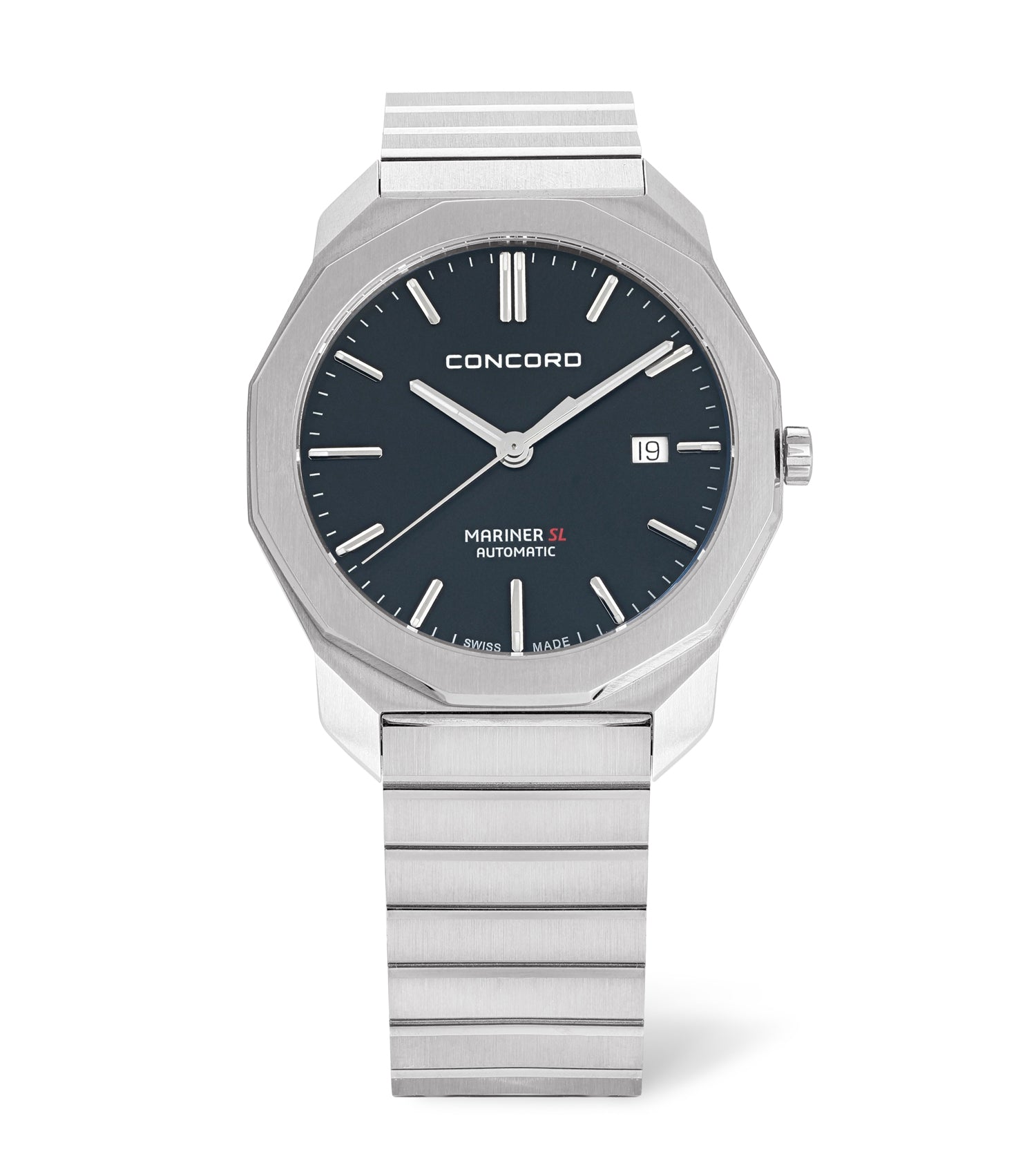 Stainless steel, black dial,
additional black rubber strap