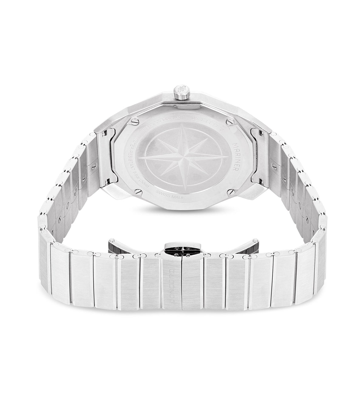 Stainless steel, black dial,
additional black rubber strap