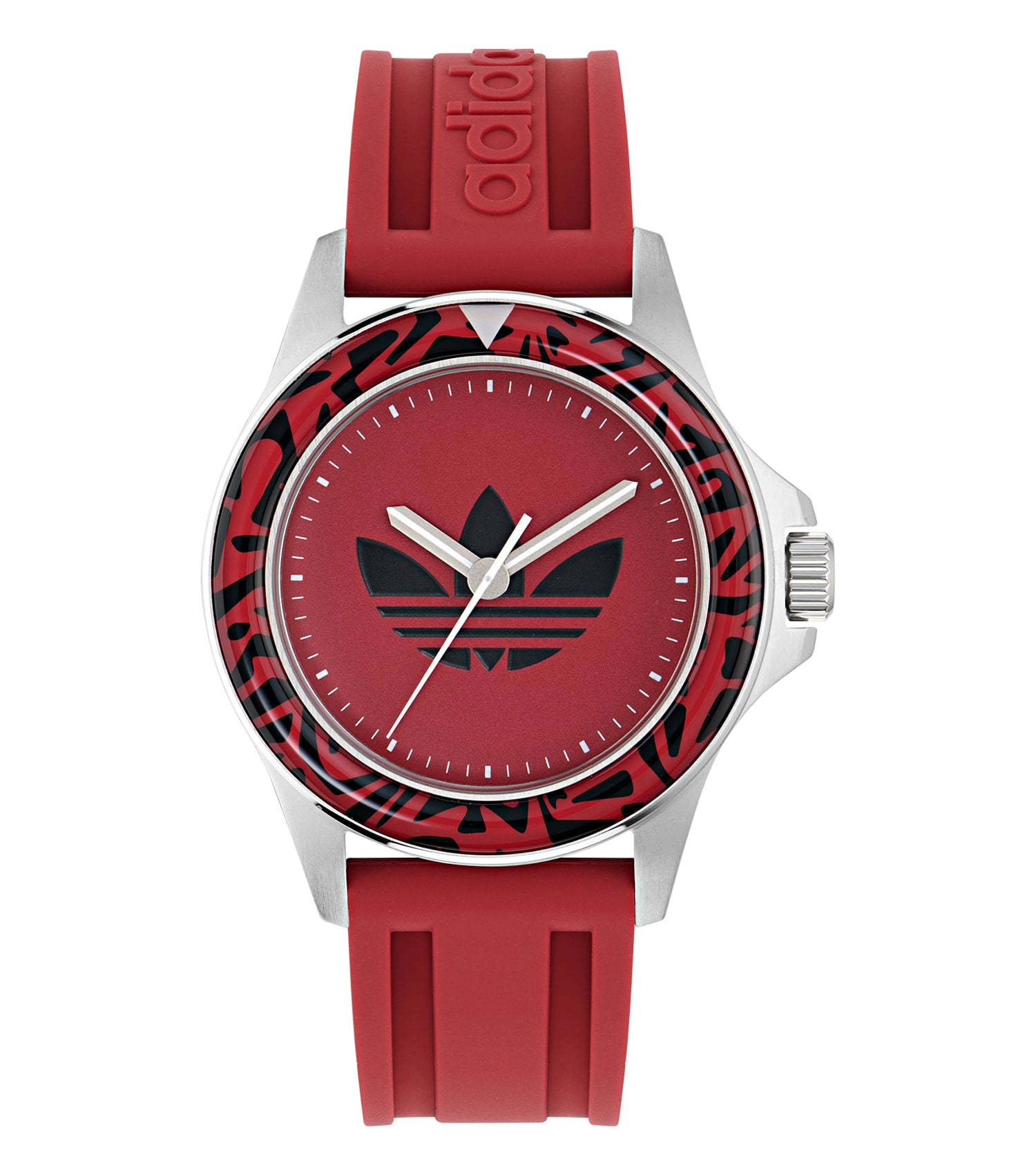 Adidas Watch in striking black, front angle view showcasing sleek design and vibrant blue dial—ideal for watch enthusiasts.