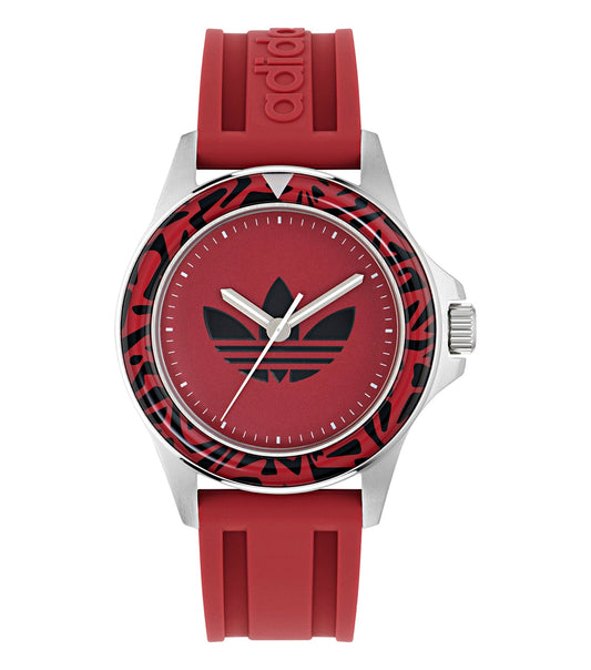 Adidas Watch in striking black, front angle view showcasing sleek design and vibrant blue dial—ideal for watch enthusiasts.