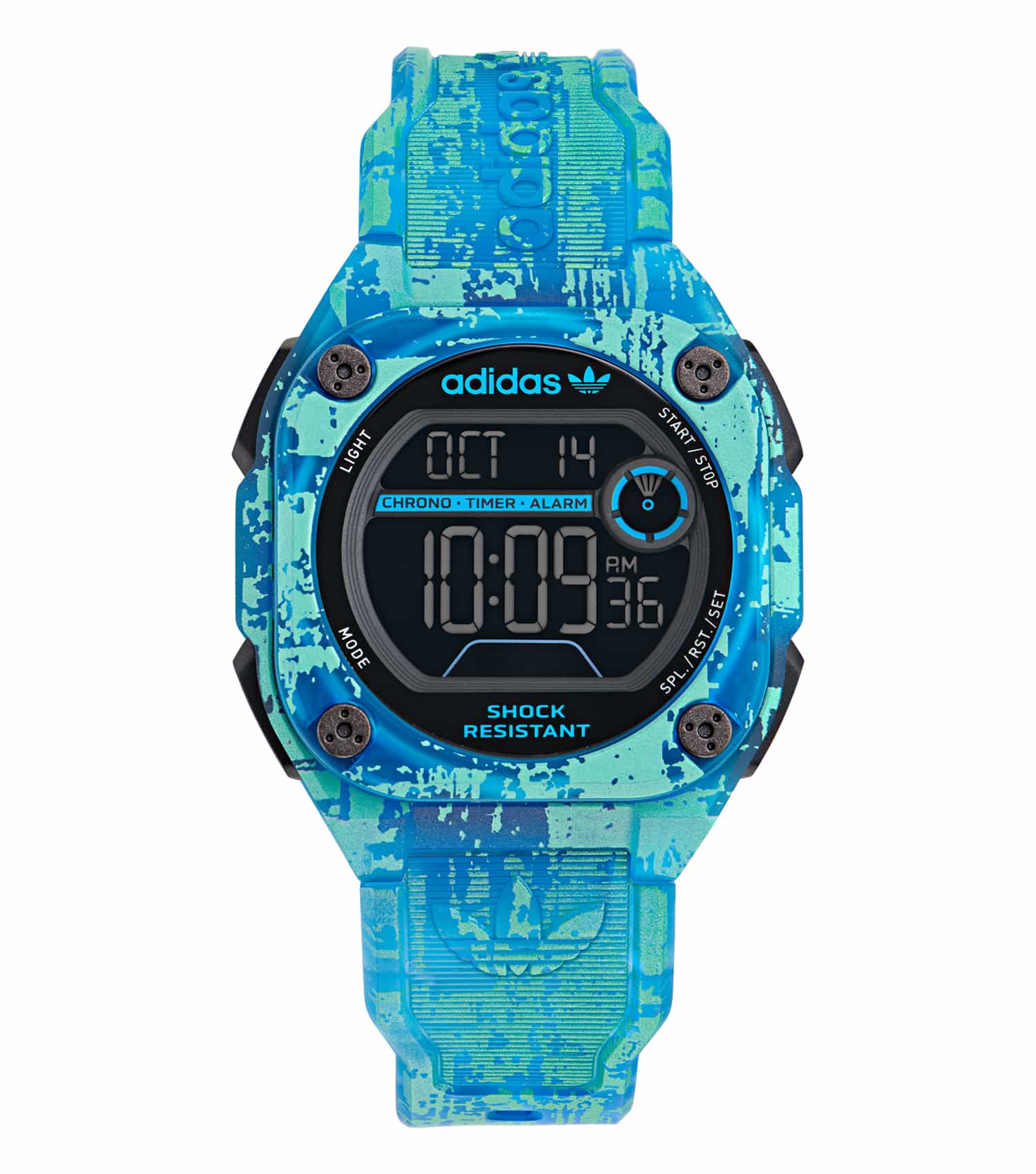 Adidas black watch, angled side view, showcasing sleek design and modern aesthetics for watch enthusiasts.