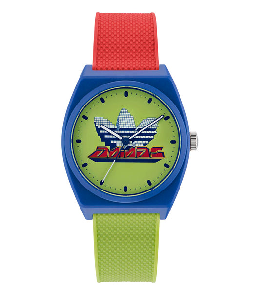 Blue Resin Case Green Dial Green and Red Resin Strap