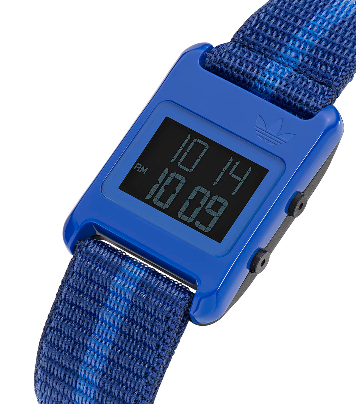 Digital, Blue Resin Case Blue Dial Blue and Light Blue Nylon Strap