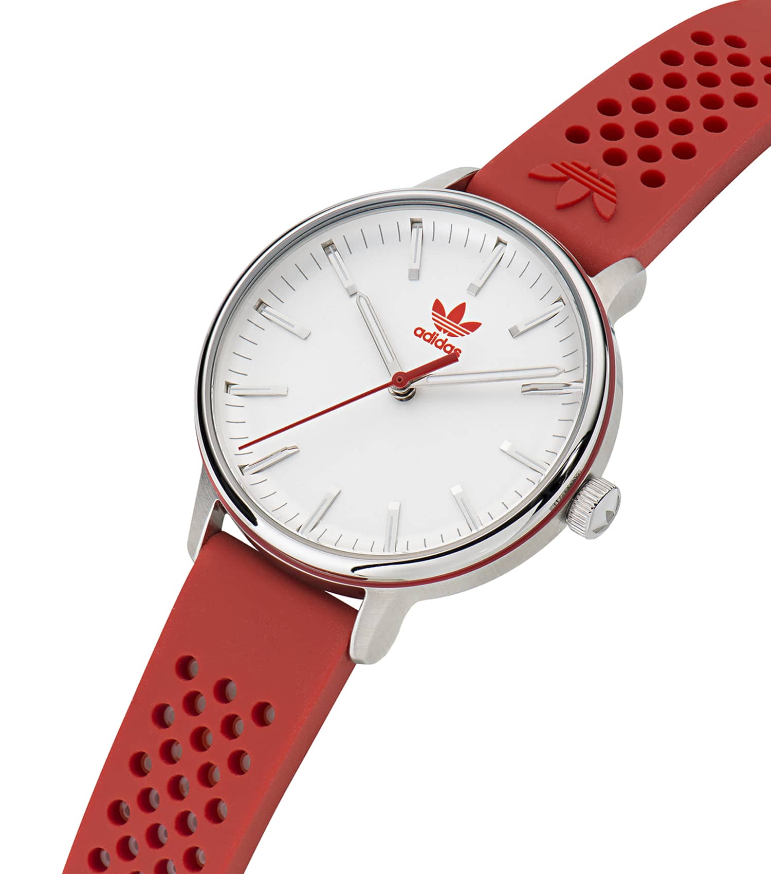 SST Case White Dial Red Silicone Strap