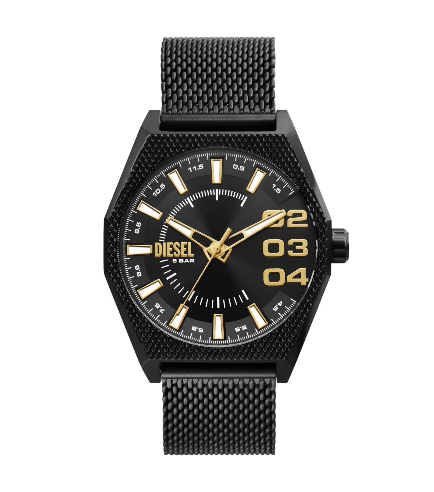 Diesel Scraper Stainless Steel 43mm Black Dial Bracelet