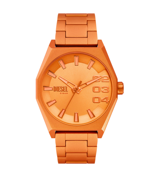 Diesel Scraper Aluminum 44 Mm Orange Dial Bracelet