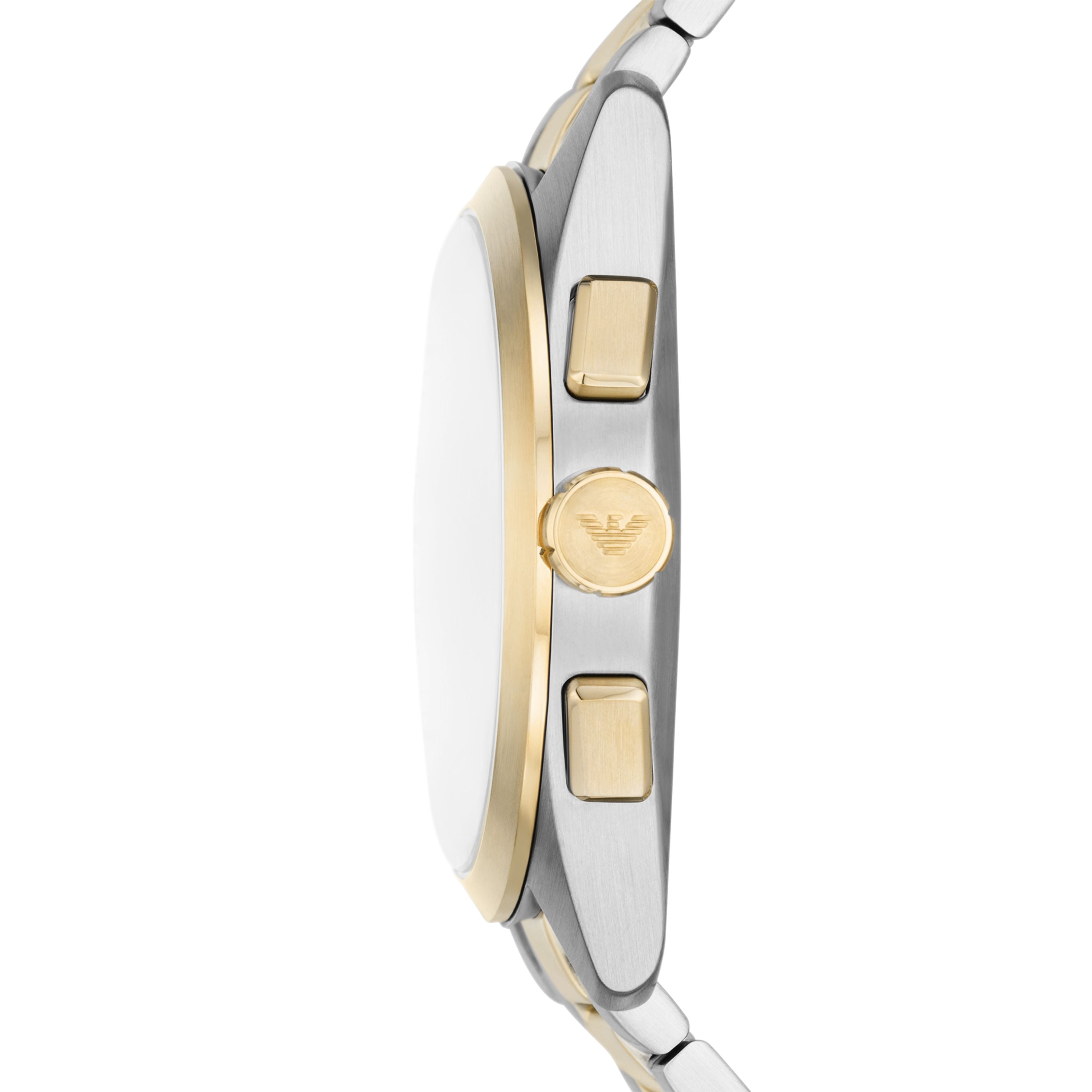 Emporio Armani Claudio Stainless Steel 43 Mm Beige Gold Dial Bracelet