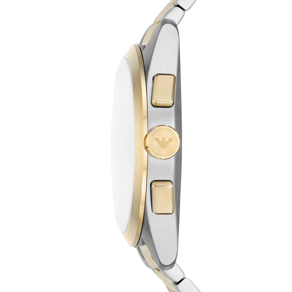 Emporio Armani Claudio Stainless Steel 43 Mm Beige Gold Dial Bracelet