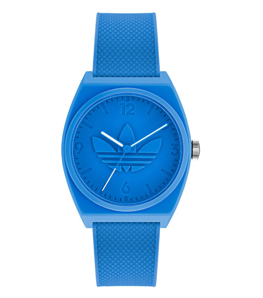 Adidas unisex watch in an elegant monochrome tone, front angle displaying sleek design, minimalist dial, and durable strap.