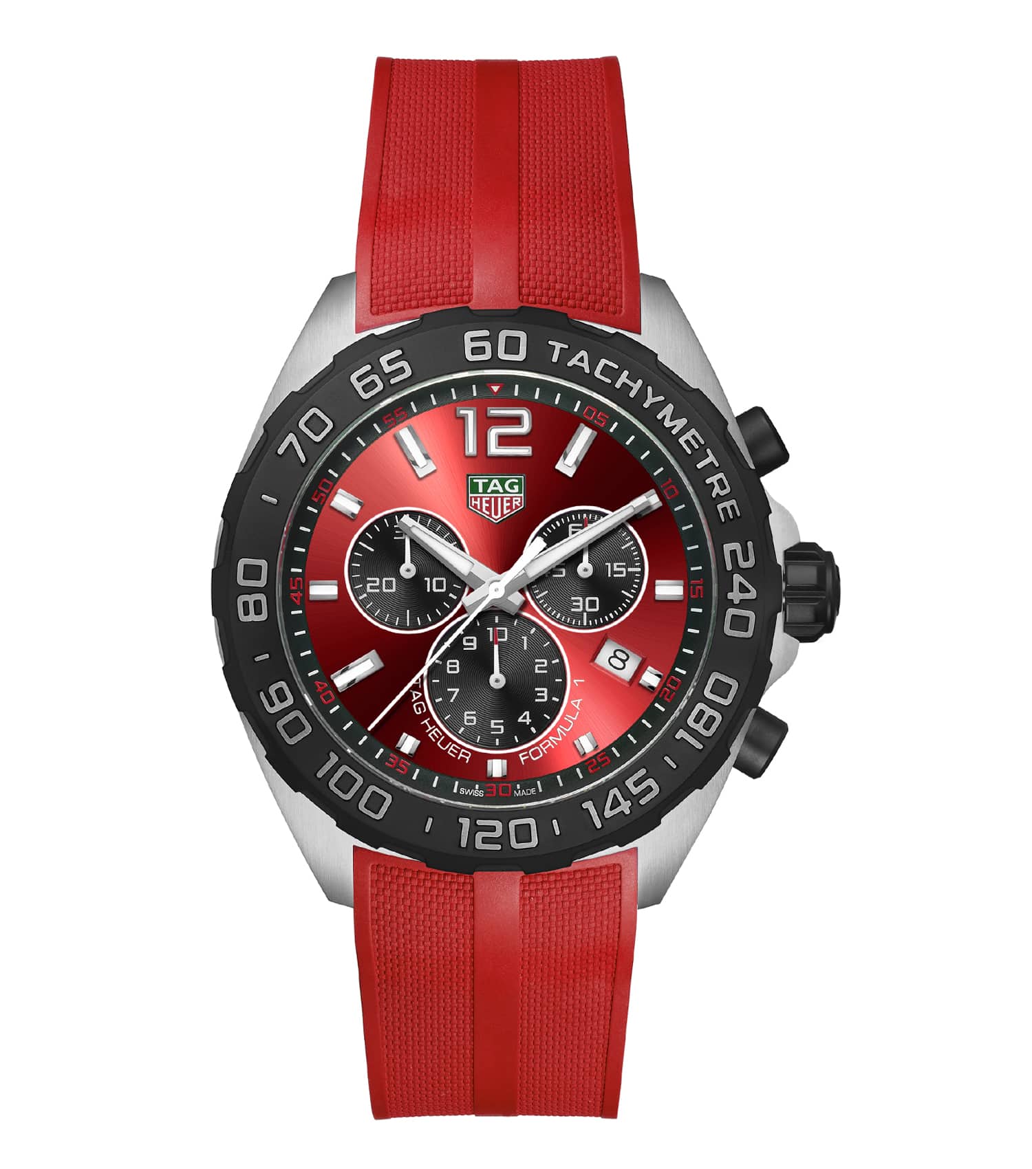 TAG Heuer Formula 1 Steel 43mm Quartz Red Dial Red Rubber Strap