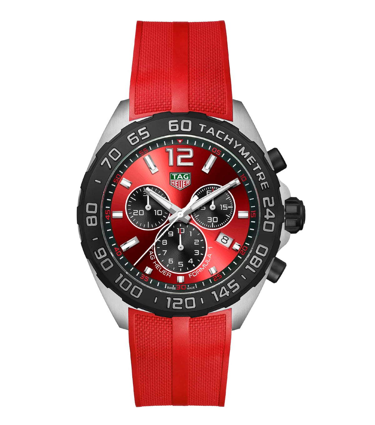 TAG Heuer Formula 1 Steel 43mm Quartz Red Dial Red Rubber Strap