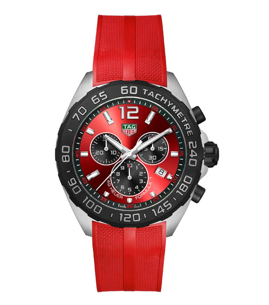 TAG Heuer Formula 1 Steel 43mm Quartz Red Dial Red Rubber Strap