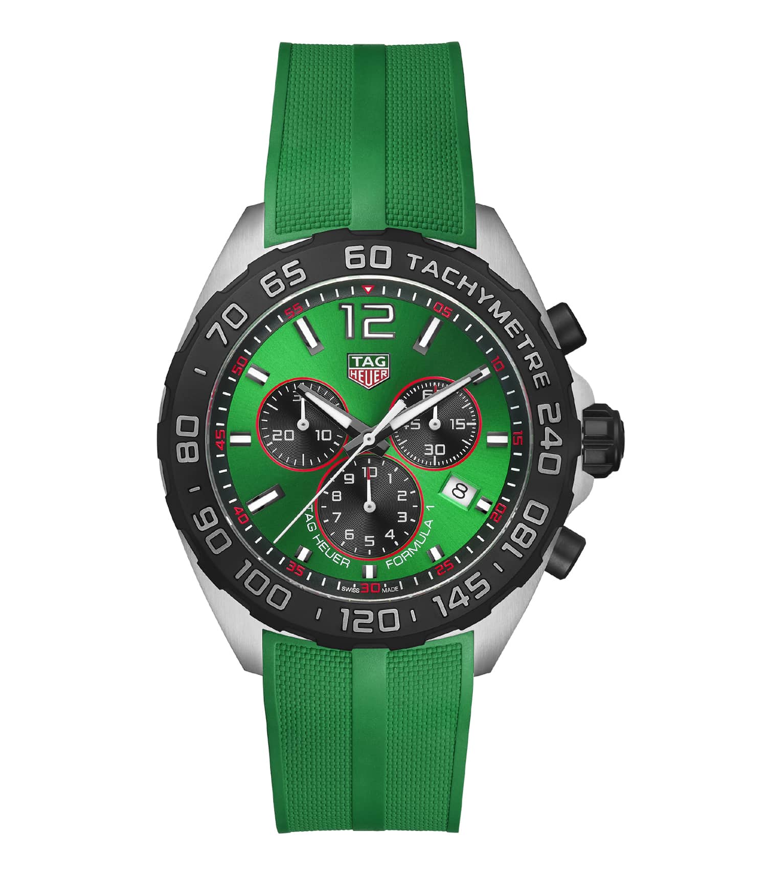 TAG Heuer Formula 1 Steel 43mm Quartz Green Dial Green Rubber Strap