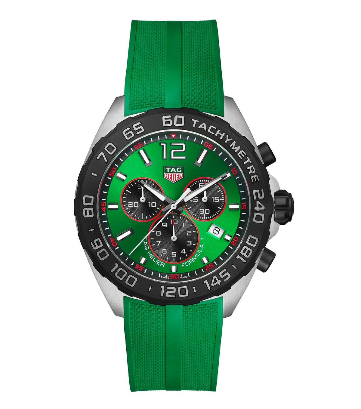 TAG Heuer Formula 1 Steel 43mm Quartz Green Dial Green Rubber Strap