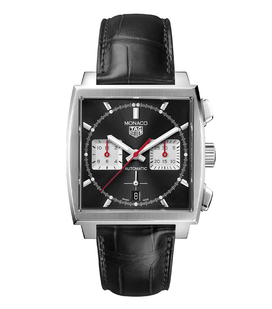 TAG Heuer Monaco Steel 39mm Automatic Black Dial Black Strap