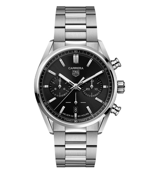 TAG Heuer Carrera Chrono Steel 42mm Automatic Black Dial Bracelet