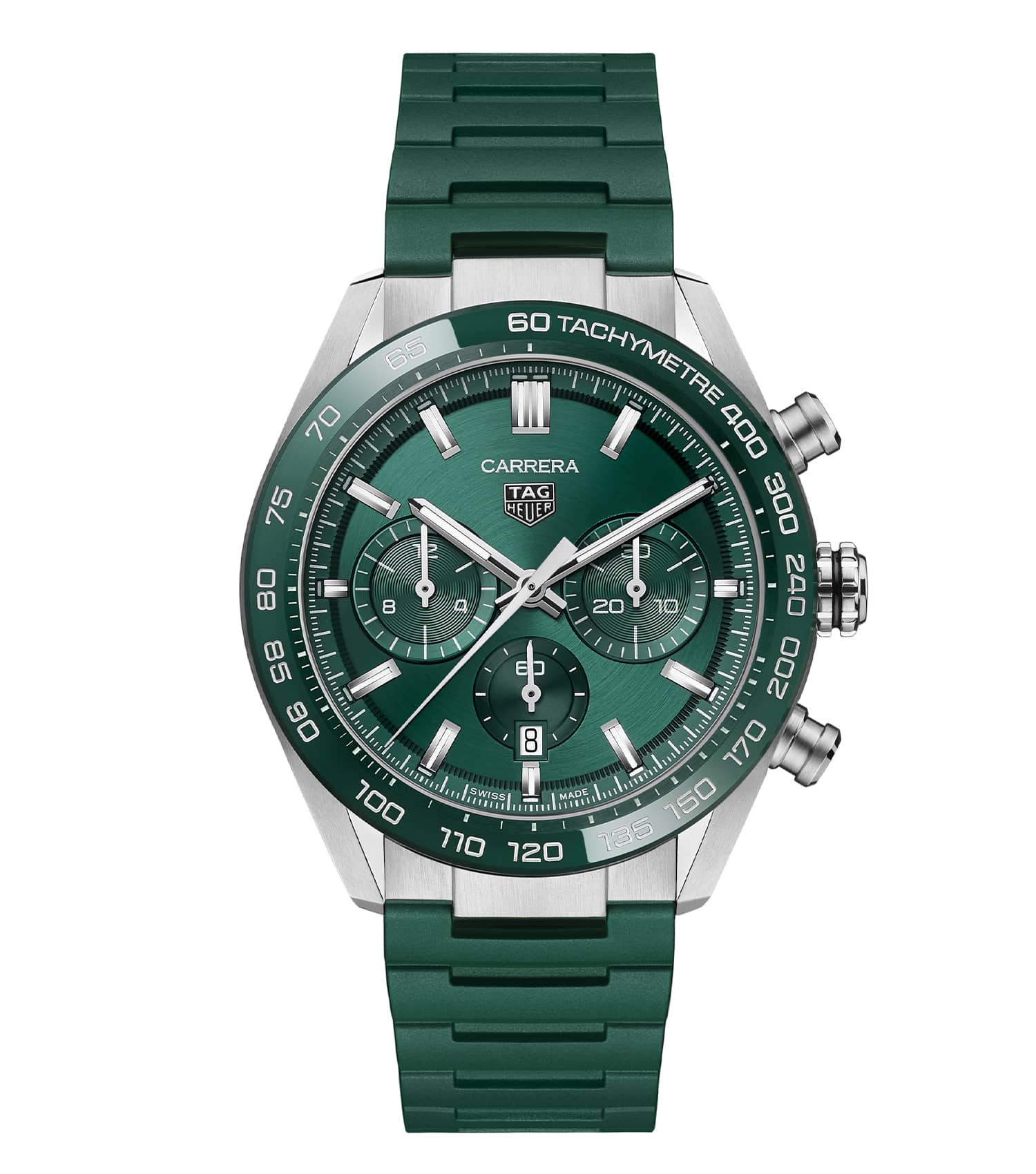 TAG Heuer Carrera Steel 44mm Automatic Green Dial Green Rubber strap