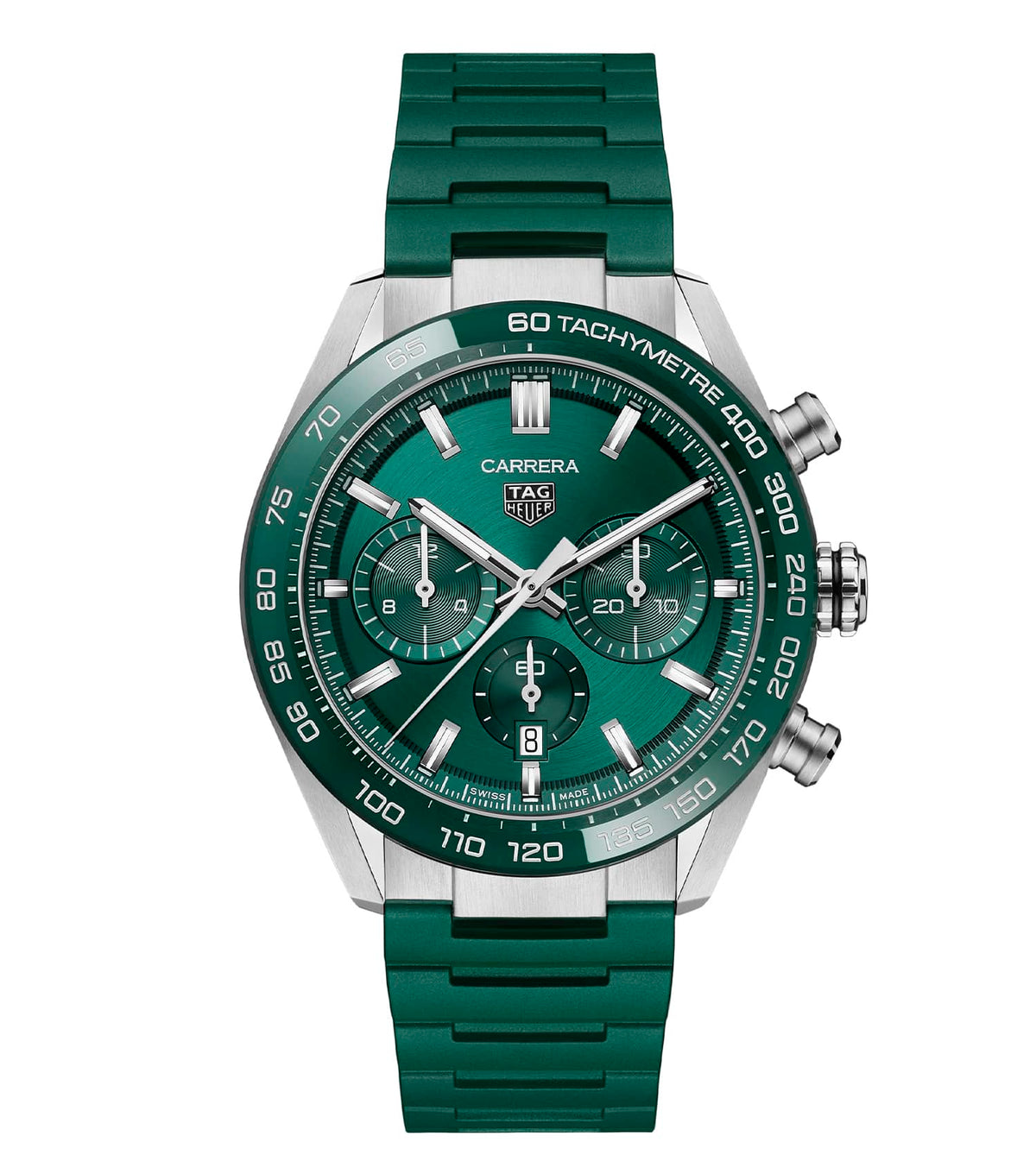 TAG Heuer Carrera Steel 44mm Automatic Green Dial Green Rubber strap