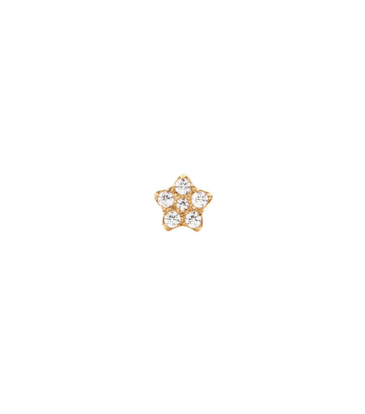 Elegant gold Daniel Wellington earring, showcasing a smooth, round design, angled in a three-quarters view, exuding timeless sophistication.