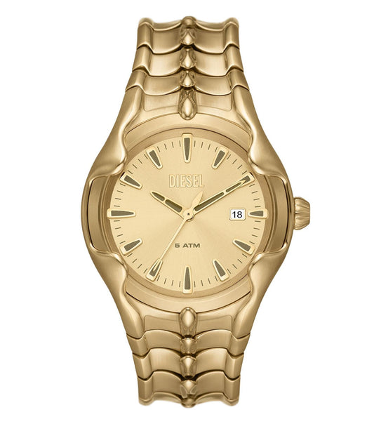 Diesel watch DZ2186, vert color, showcased at a 45-degree angle highlighting its sleek green face and black strap design.