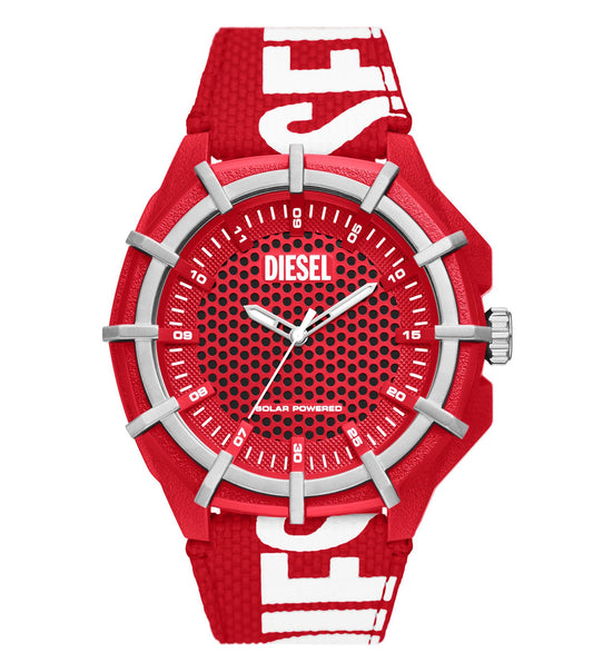 Diesel watch DZ4621-51 in framed view, featuring a bold black dial with metallic accents, showcasing its rugged elegance.
