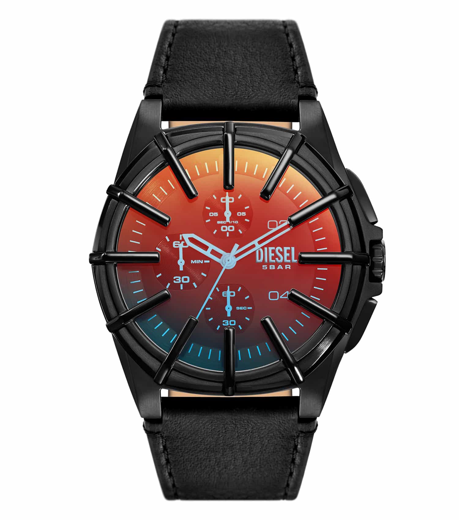 Diesel watch DZ4658 in none color, viewed from the front angle, showcasing bold dial design and sleek strap for contemporary style lovers.