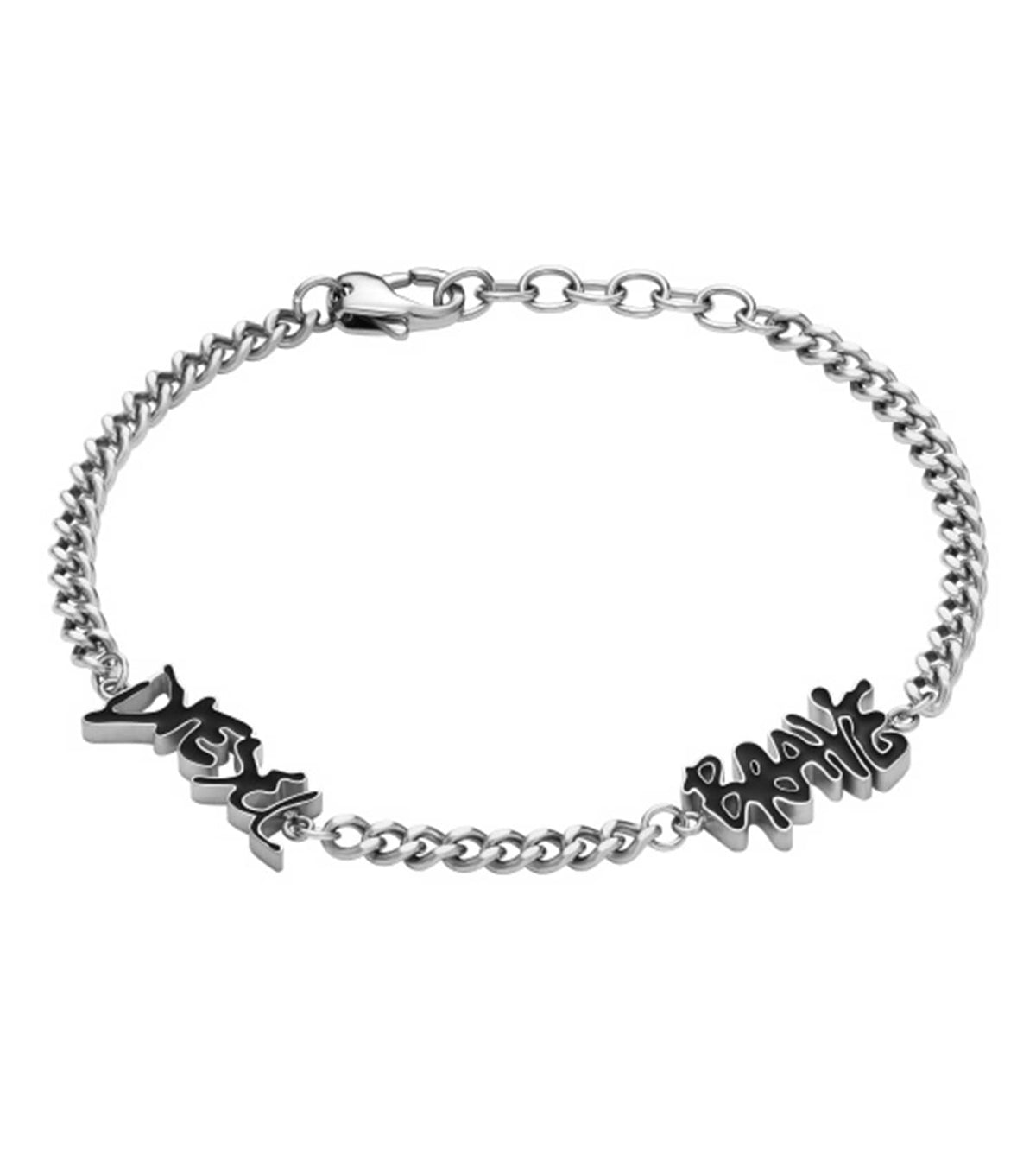 Men Diesel Font Bracelet Silver Stainless Steel