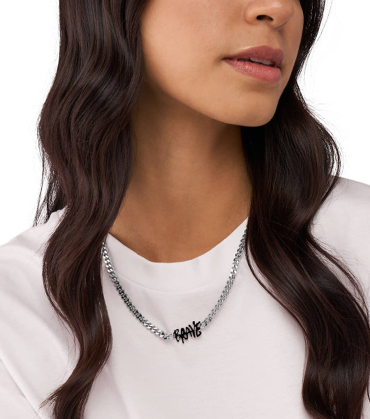 Men Na Necklace Silver Stainless Steel