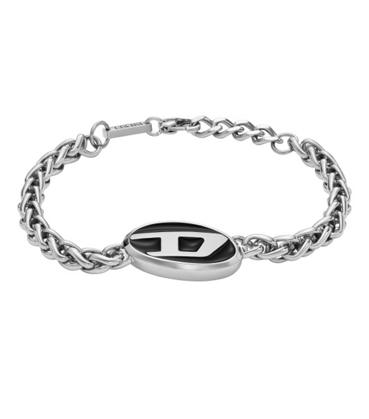 Men Oval D Logo Bracelet Silver Stainless Steel