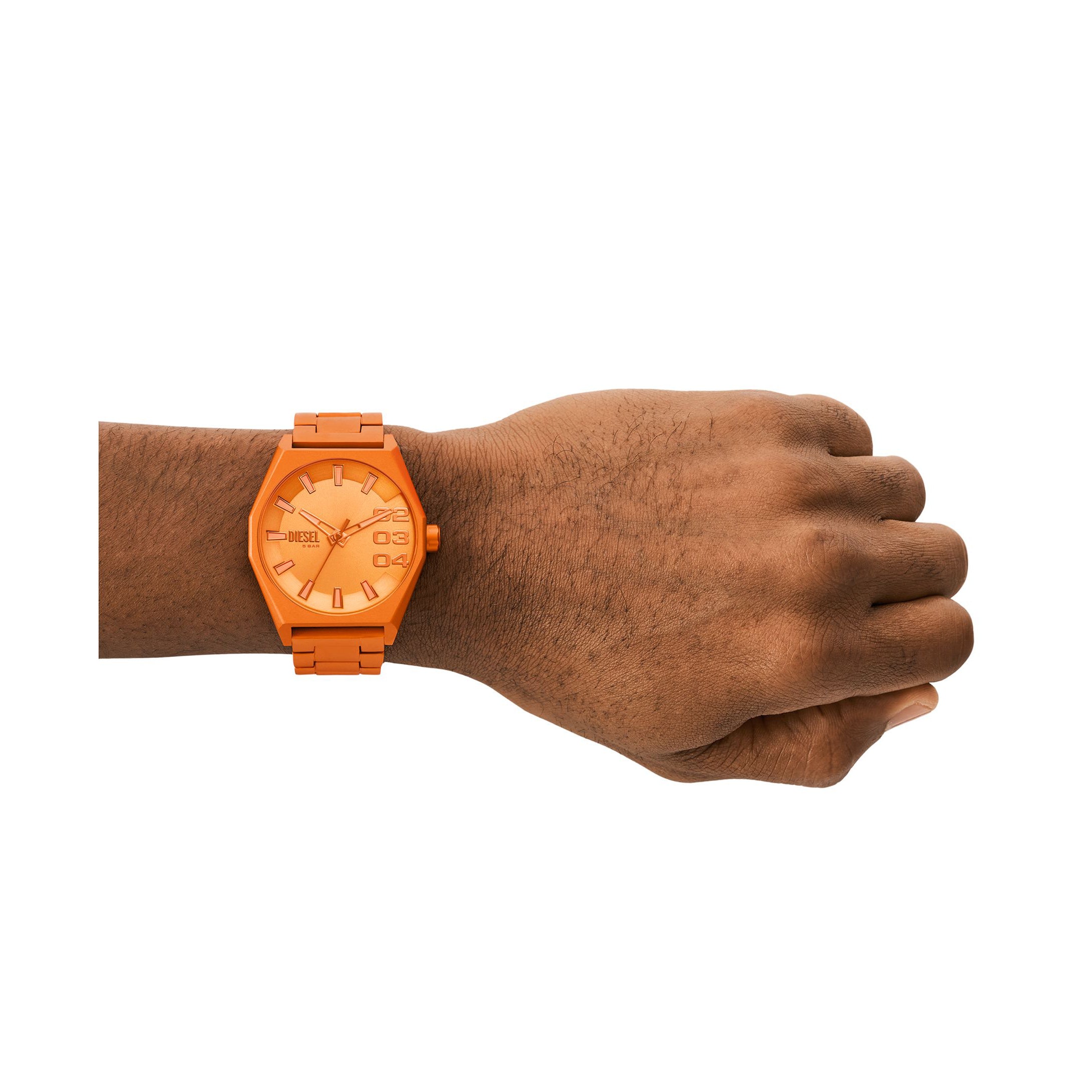 Diesel Scraper Aluminum 44 Mm Orange Dial Bracelet