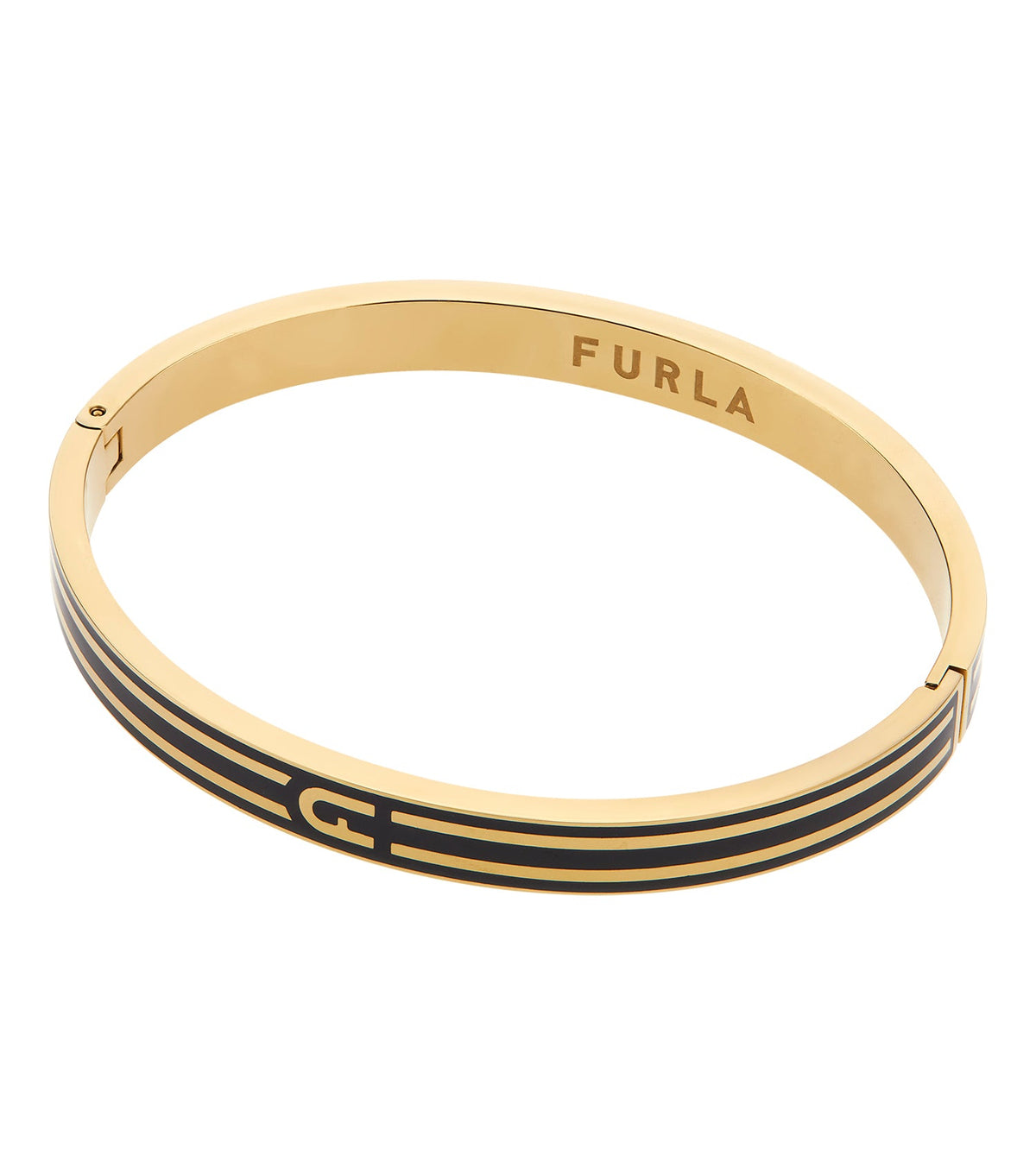 Women Arch Stripe Bracelet Gold & Black Stainless steel &  Enamel
