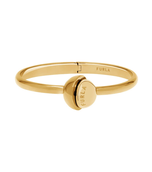 FURLA gold bracelet with a sophisticated design, angled from the left, showcasing its intricate chain detailing and elegant clasp.