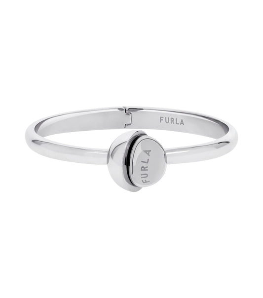 Gold-colored Furla bracelet with elegant charm, showcased from a top angle, highlighting its intricate design and luxurious shine.