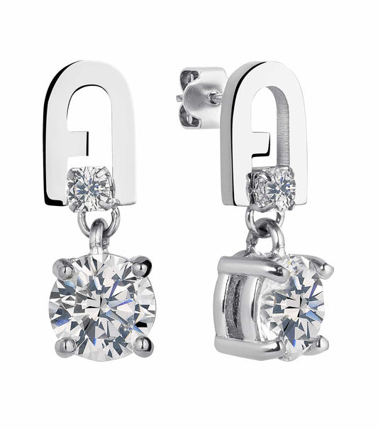 Furla silver earring, sleek design, angled encounter of fashion and elegance, vibrant accessory for jewelry lovers.
