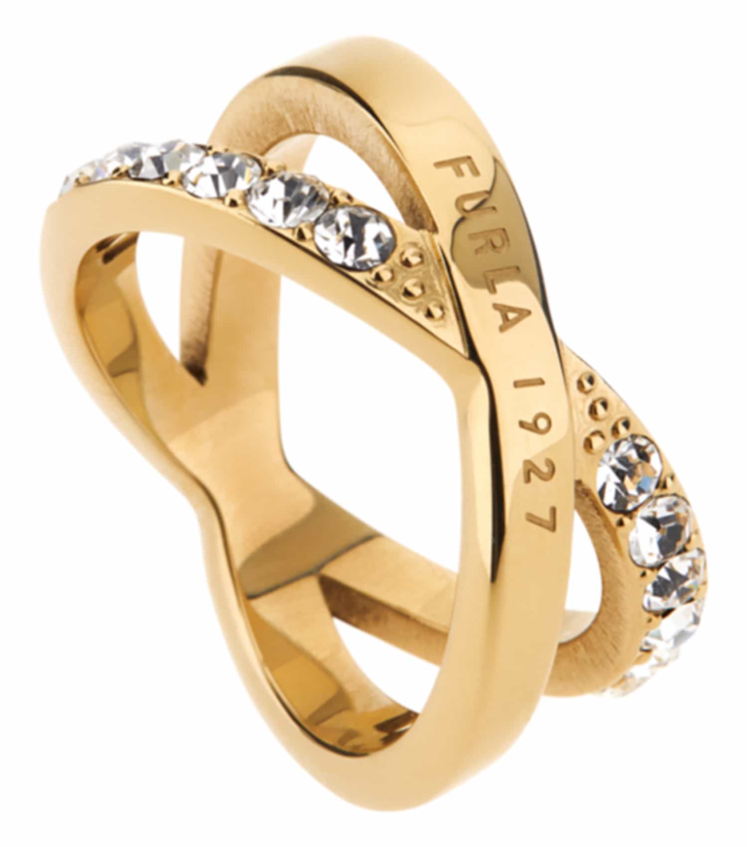 Women 1927 Ring Gold Stainless steel & crystals 56mm / Gold