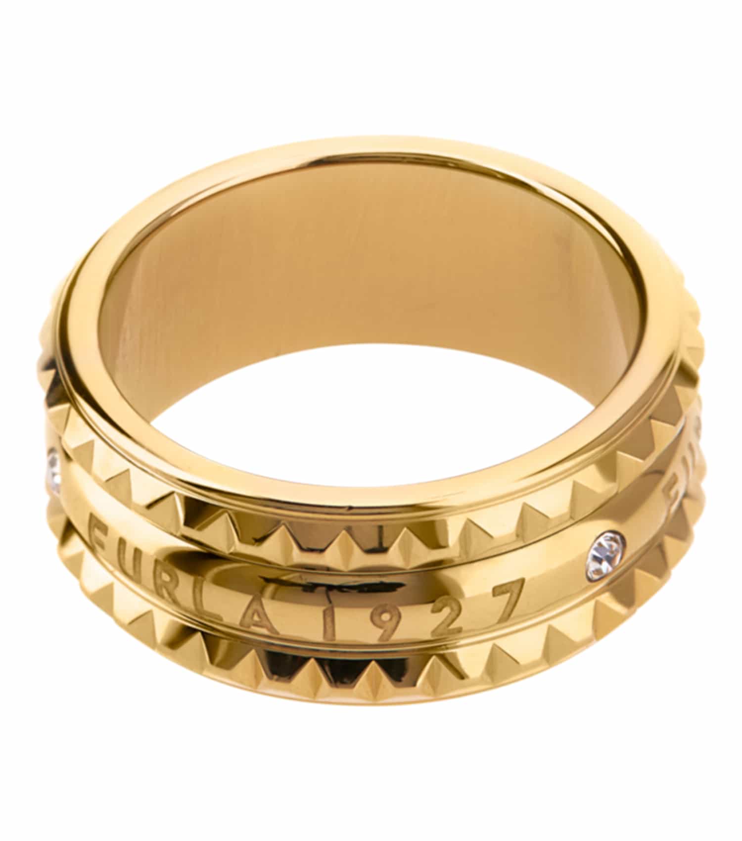 Women Studs Ring Gold Stainless steel & crystals