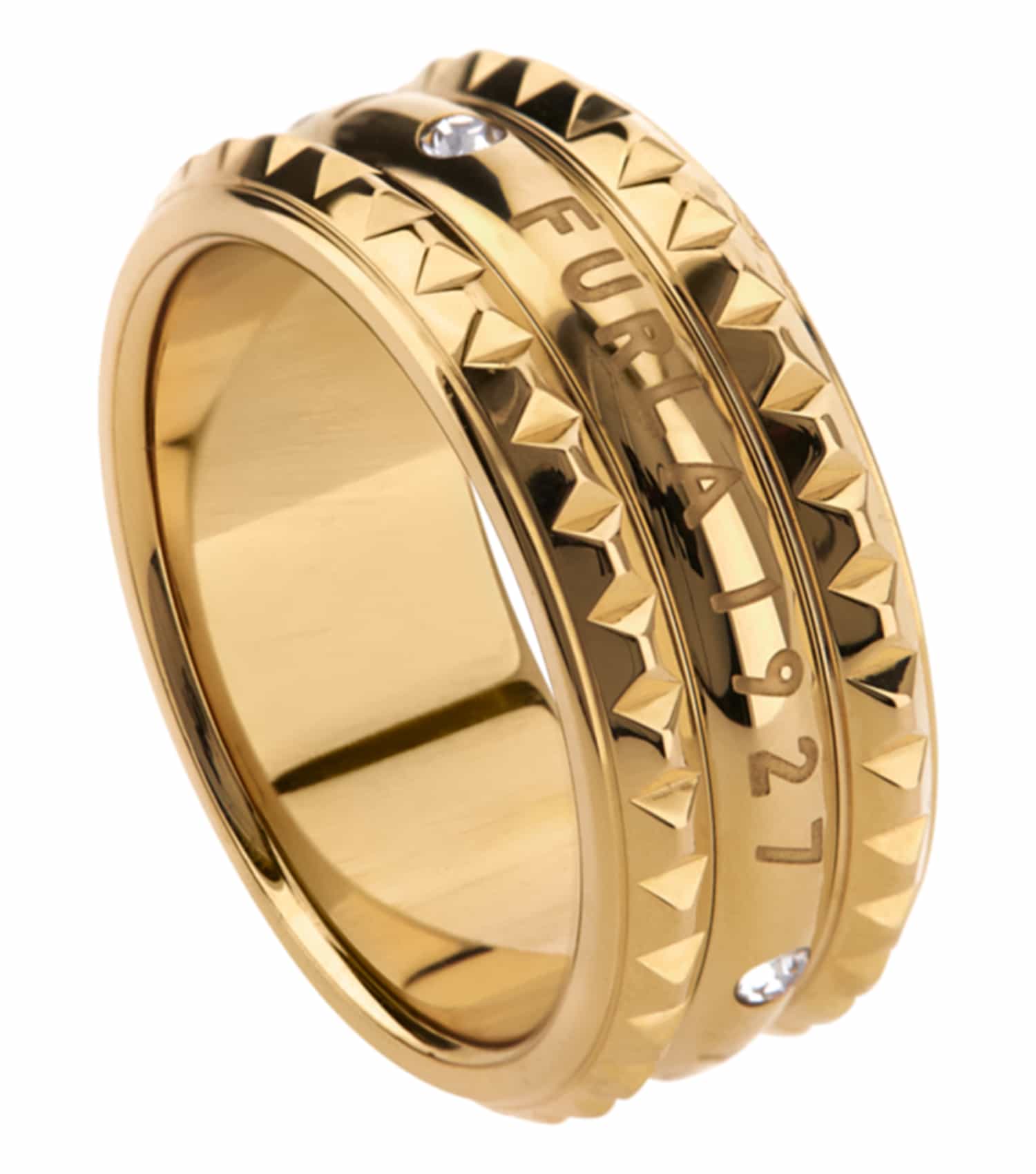 Women Studs Ring Gold Stainless steel & crystals