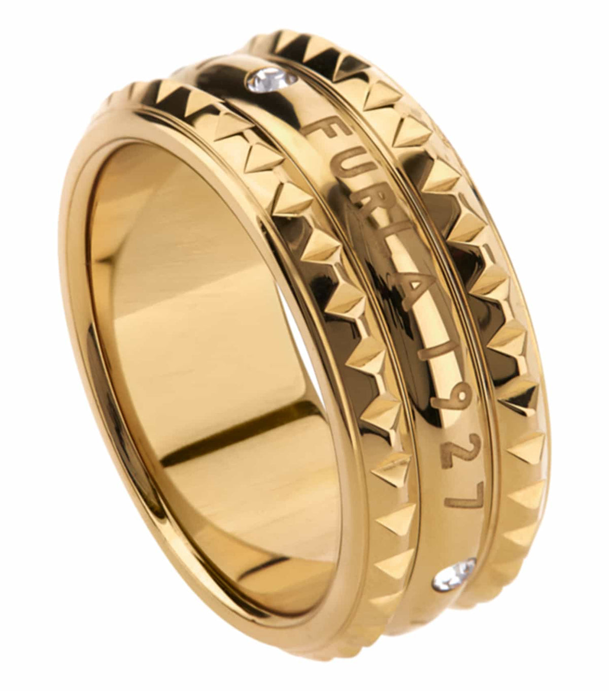 Women Studs Ring Gold Stainless steel & crystals