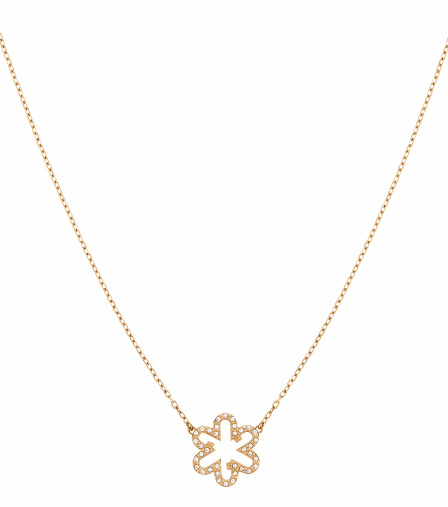 Women Fleur Necklace Gold Stainless steel & crystals