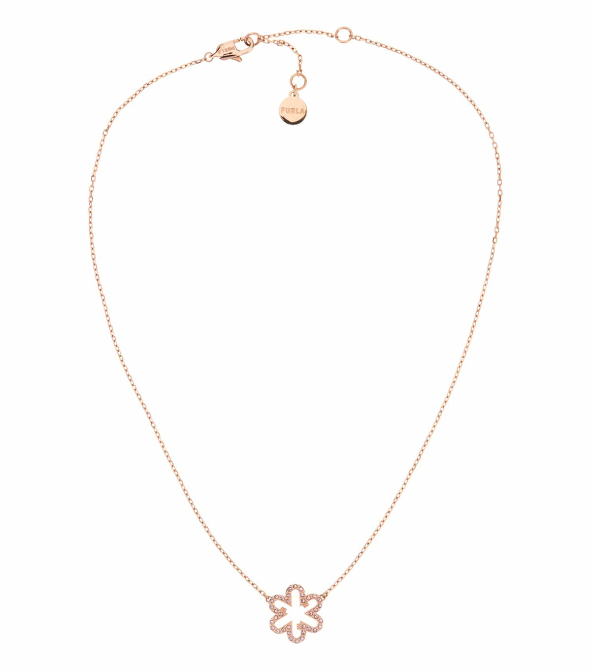 Women Fleur Necklace Gold Stainless steel & crystals