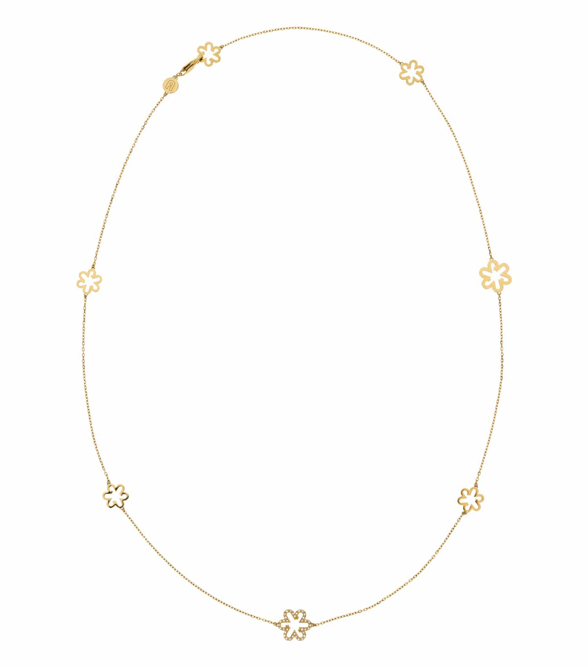 Women Fleur Necklace Gold Stainless Steel & Crystals