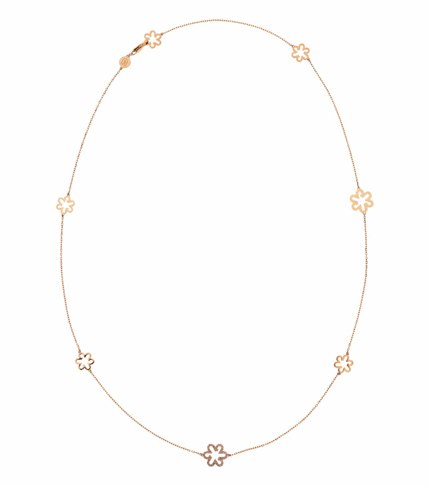 Women Fleur Necklace Gold Stainless Steel & Crystals
