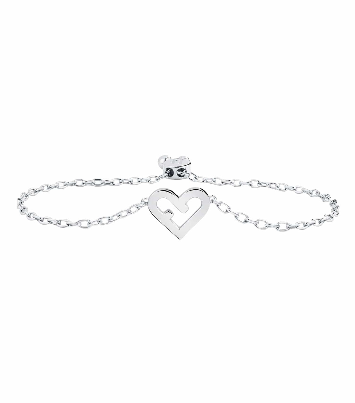 Furla silver bracelet with a minimalist design displayed at a 45-degree angle, showcasing elegance and luxury craftsmanship.