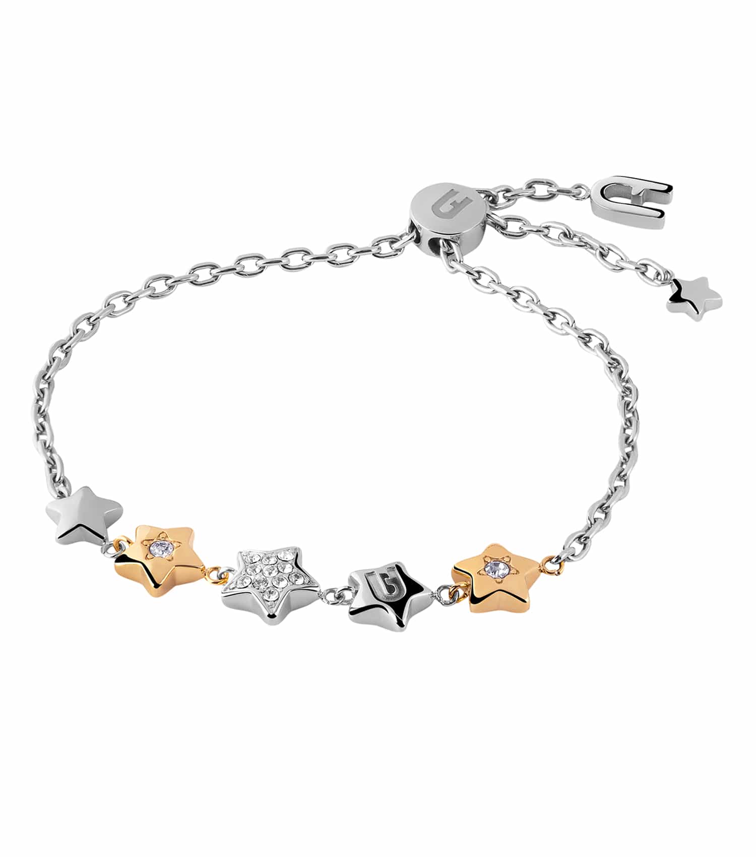 Furla Silver & Rose Gold Bracelet featuring elegant intertwined design, front view, showcasing modern luxury jewelry craftsmanship.