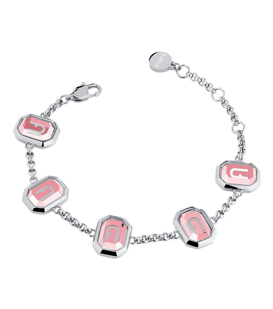 Furla silver bracelet showcasing an elegant and sleek design, photographed at a side angle, epitomizing timeless sophistication.