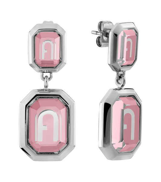 Furla silver earrings with a minimalist design, displayed with a close-up angle, emphasizing the brand's elegant craftsmanship.