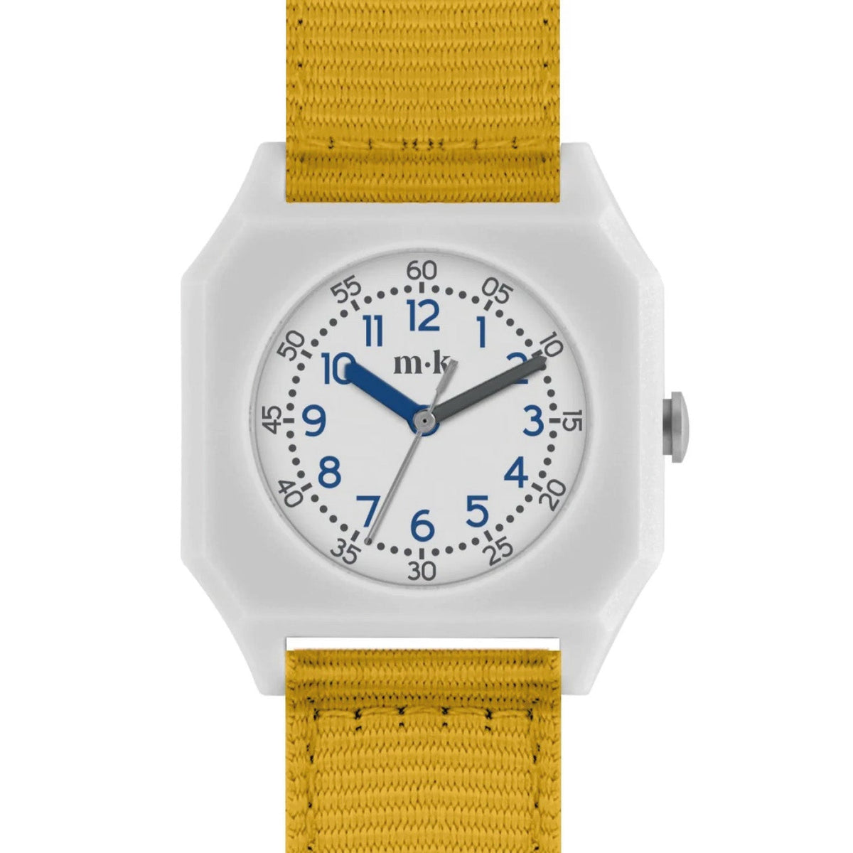 Mini Kyomo Honey color watch showcasing its elegant design from a 45-degree angle, highlighting playful details and charm.
