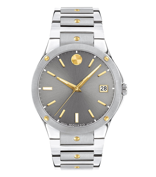 Movado watch in quartz color, close-up angle showcasing the sleek dial and elegant design, ideal for passionate watch enthusiasts.