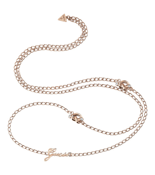 Women Guess Knot Necklace Rose Gold Steel